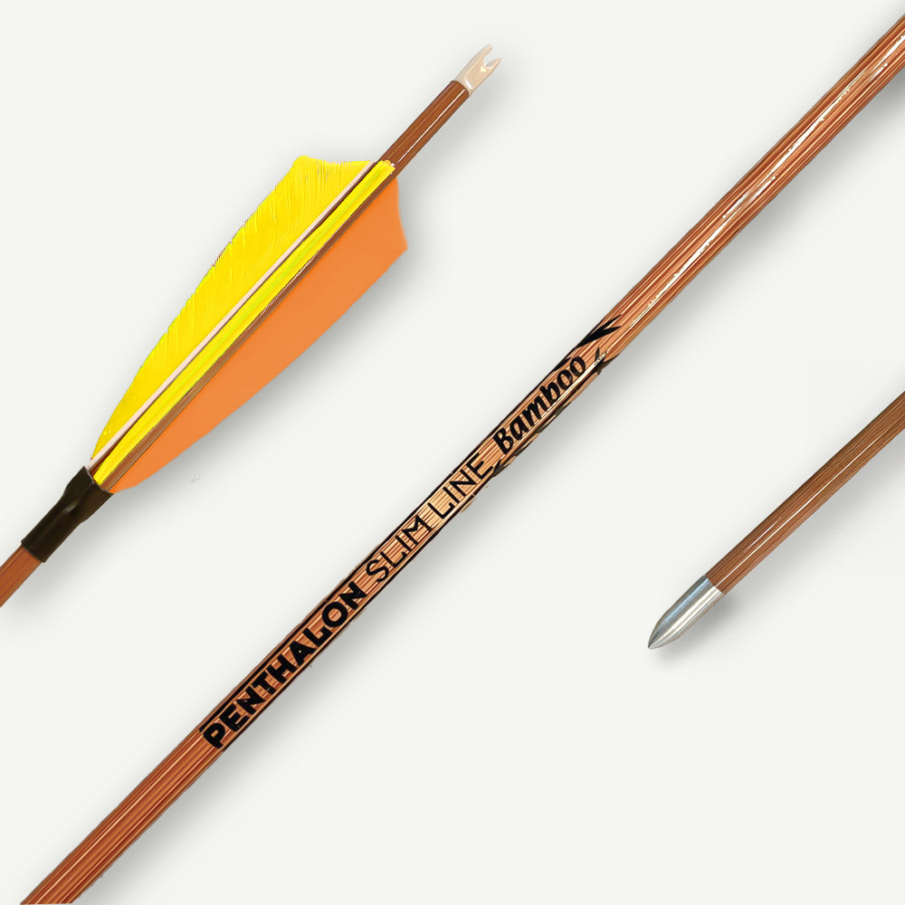 Penthalon Carbon Arrows 40818 Slim Line Bamboo Natural Feathers