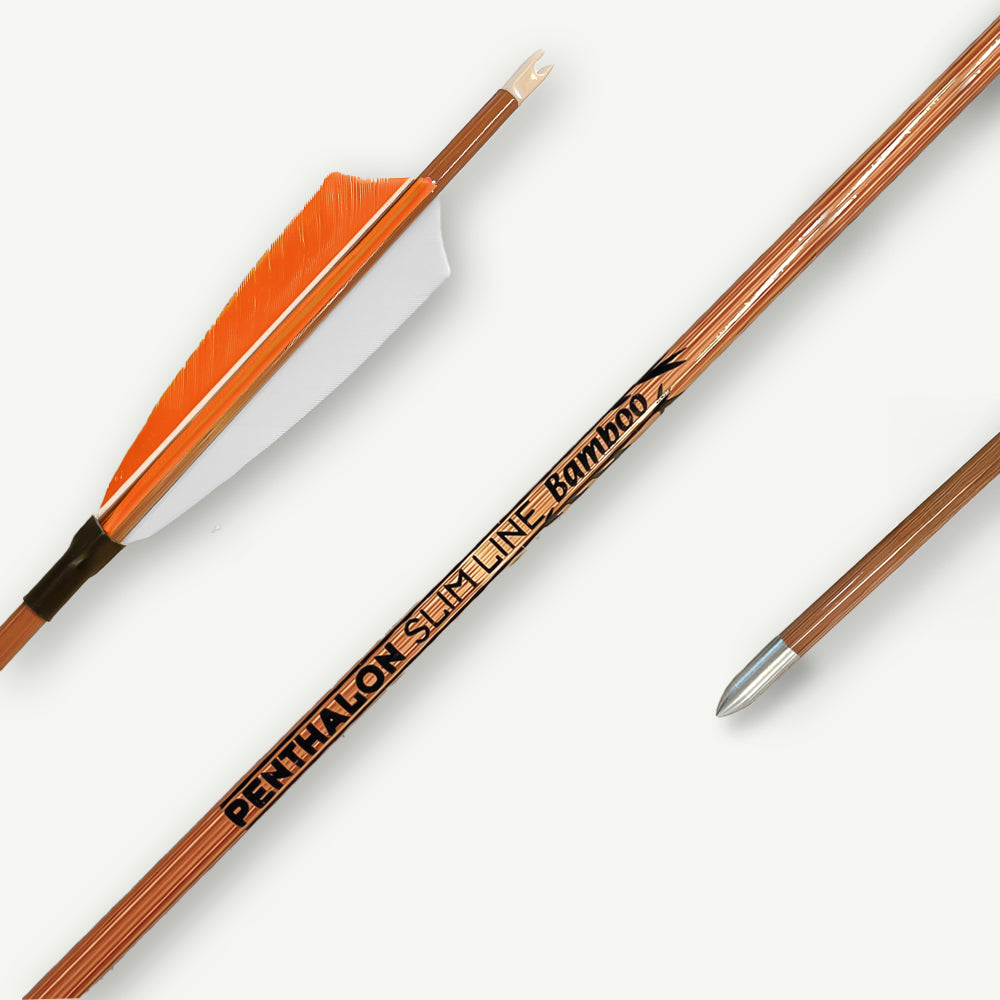 Penthalon Carbon Arrows 40818 Slim Line Bamboo Natural Feathers