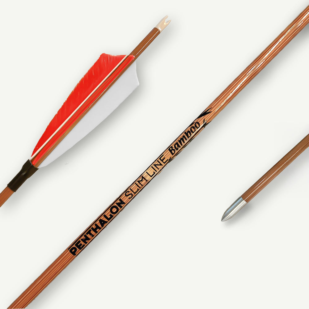 Penthalon Carbon Arrows 40818 Slim Line Bamboo Natural Feathers